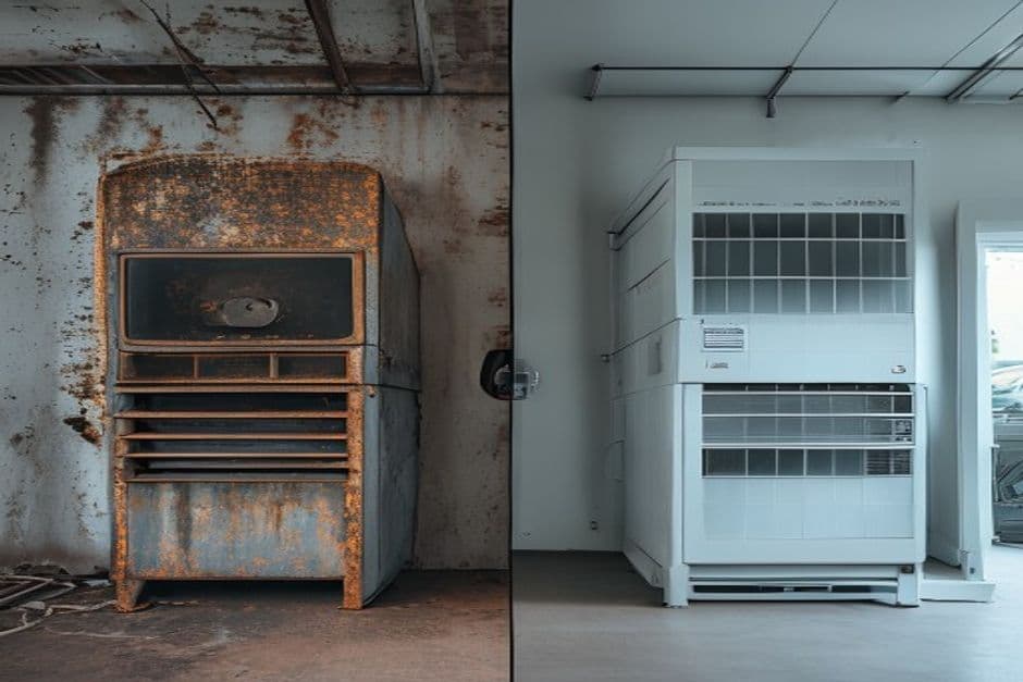 Before and after HVAC installation
