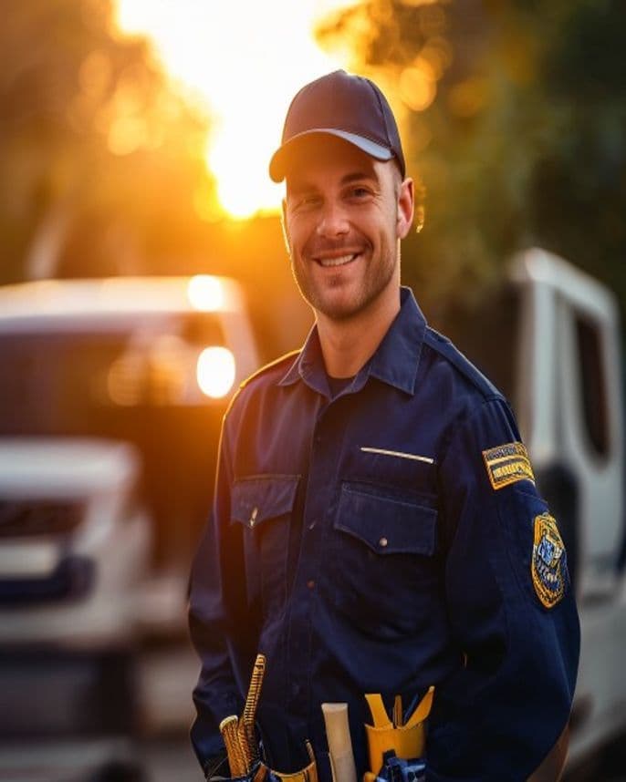 HVAC technician servicing outdoor unit